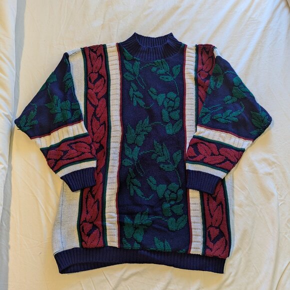 Vintage Knit Sweater - Vines, 90s. Dad Sweater - Picture 1 of 3